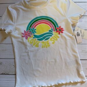 White Kids Rah Guard Shirt with Colorful Graphic